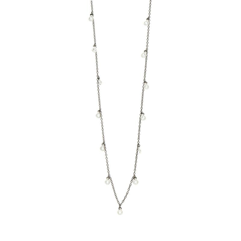 Silver & Black Droplet Necklace