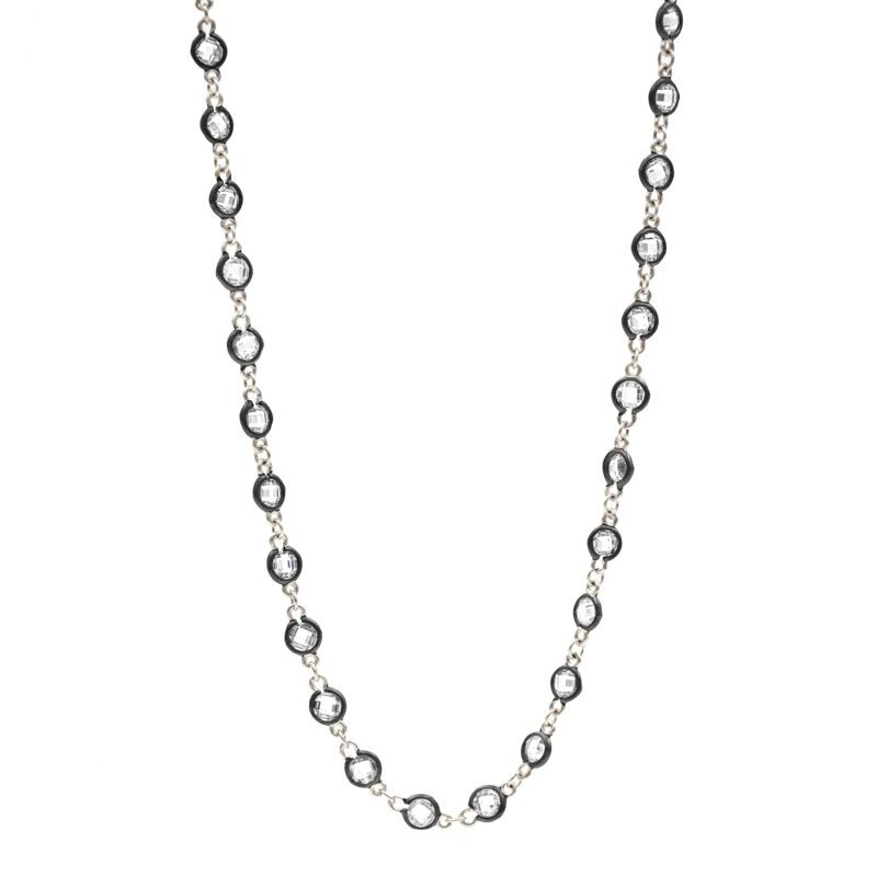 Silver & Black Signature Embellished Wrap Necklace
