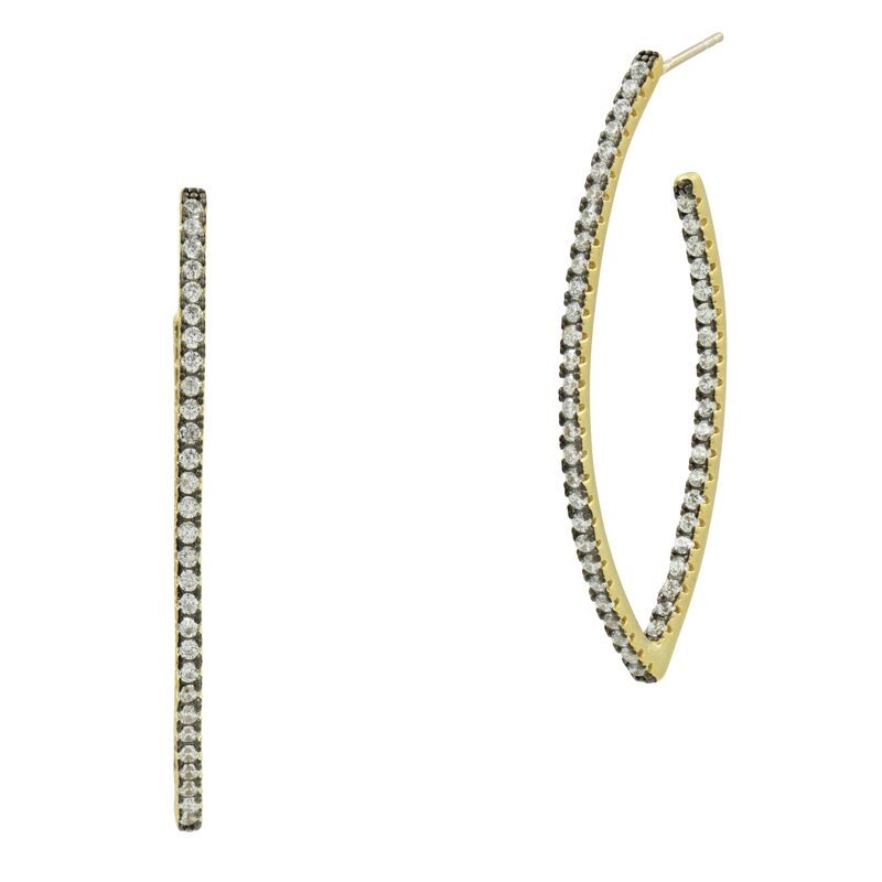 Silver & 14k Yellow Gold Pointed Hoops