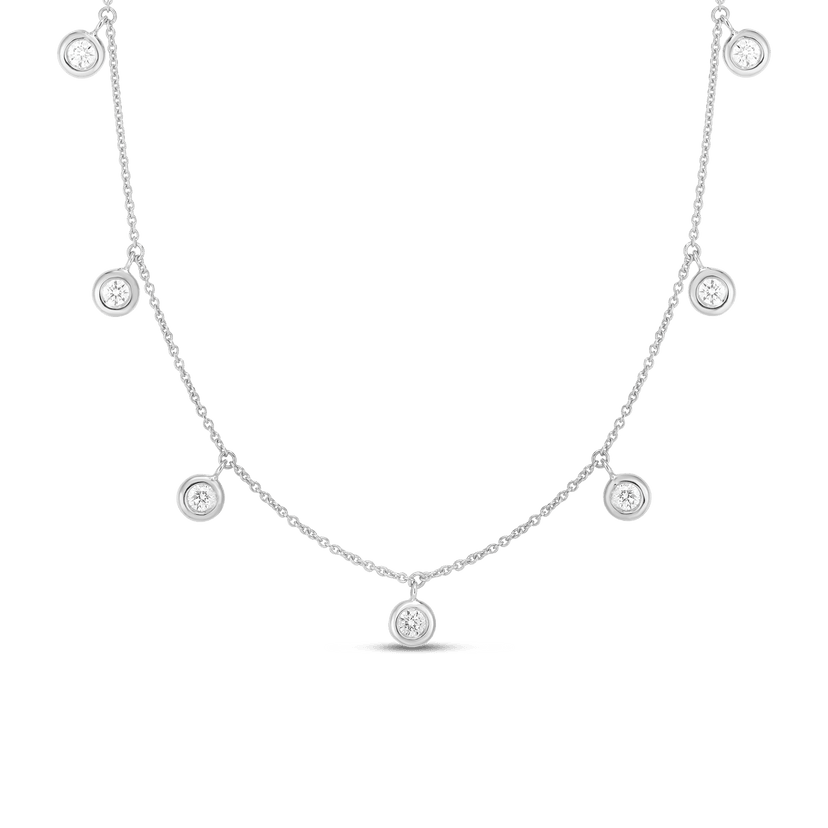 18k Seven Diamond Drop Station Necklace