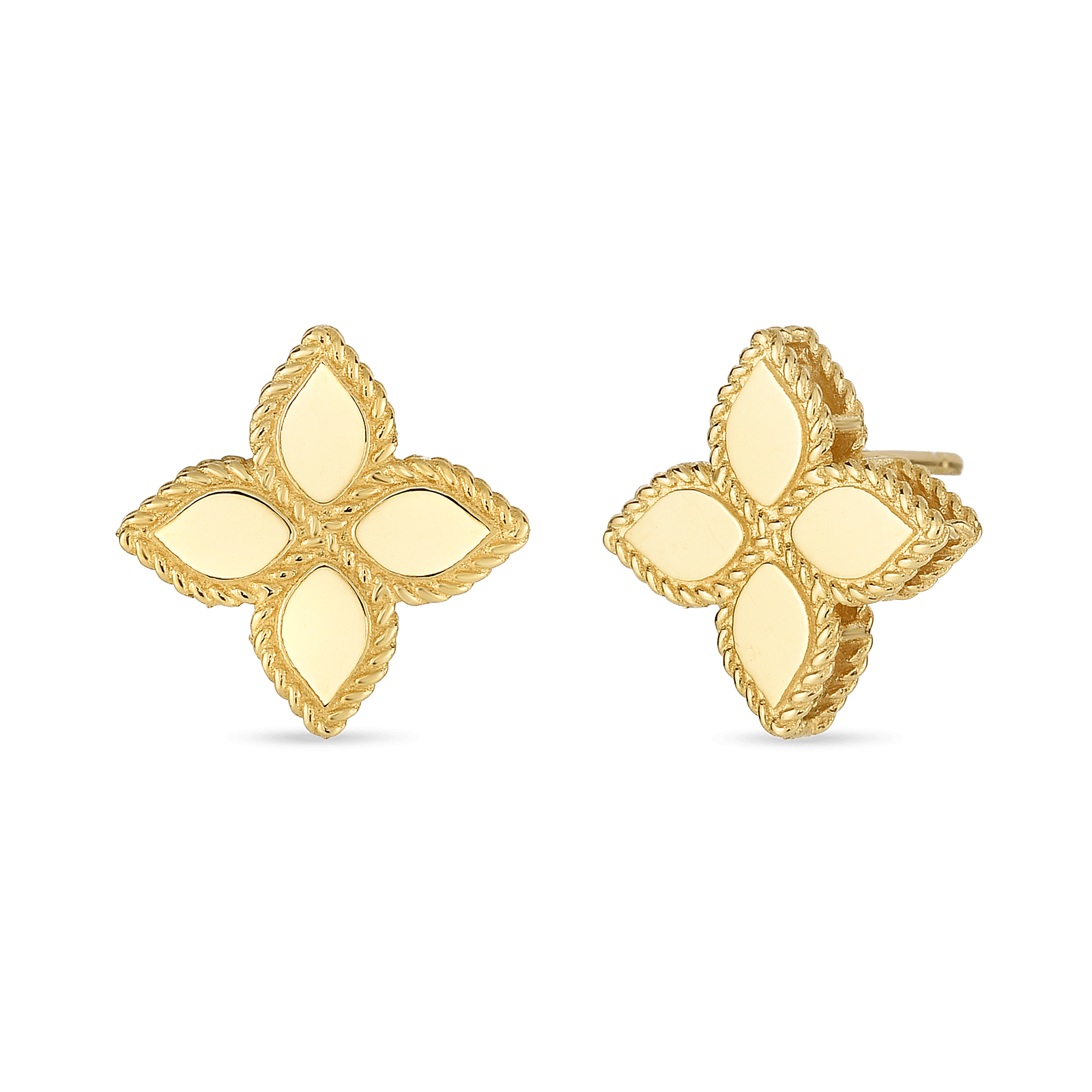 18k Yellow Gold Medium Princess Flower Stud Earrings
