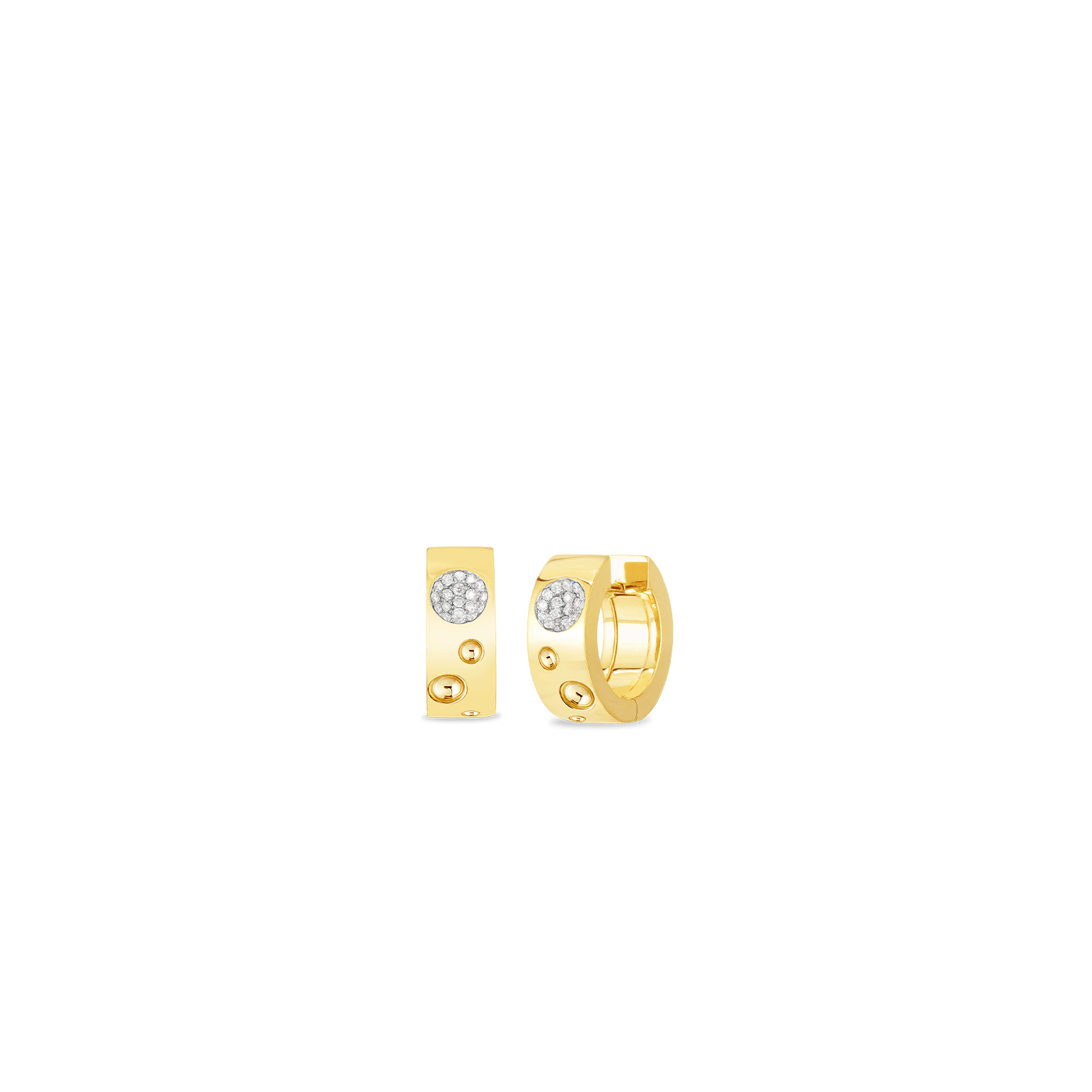 Yellow Gold and Diamond Pois Moi Luna Small Hoop Earrings