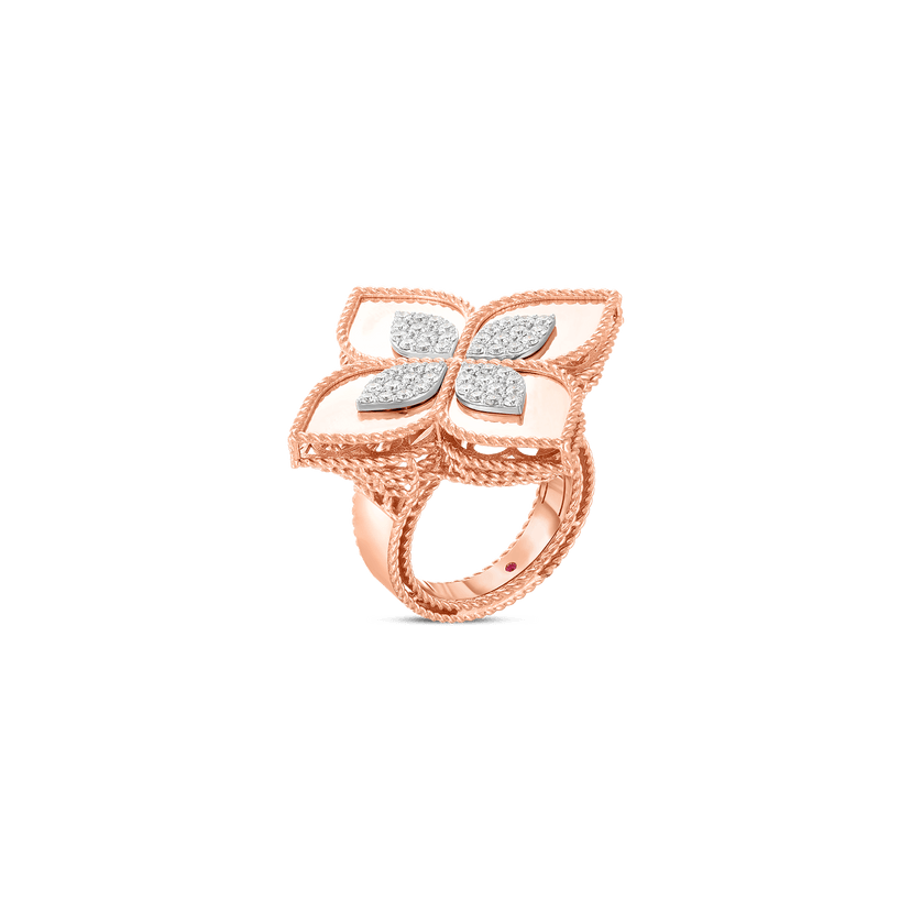 Rose Gold Venetian Princess Diamond Large Flower Ring