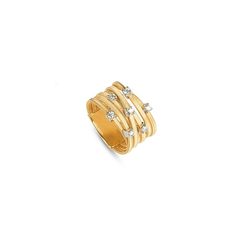 Goa Seven Strand Diamond & Pave Ring In Yellow Gold