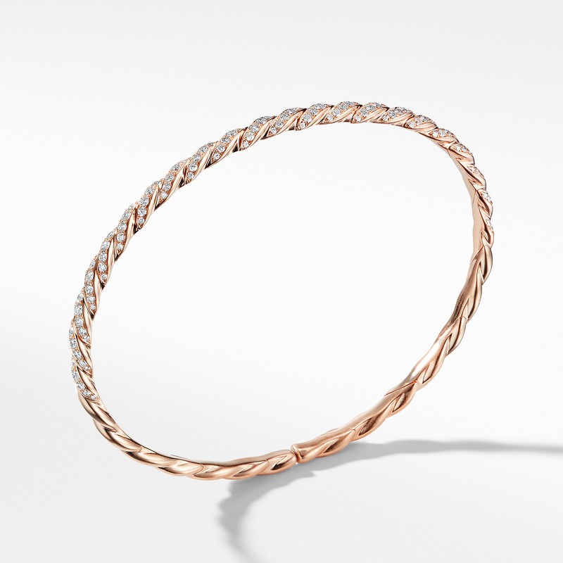 Pavéflex Single Row Bracelet with Diamonds in 18K Rose Gold
