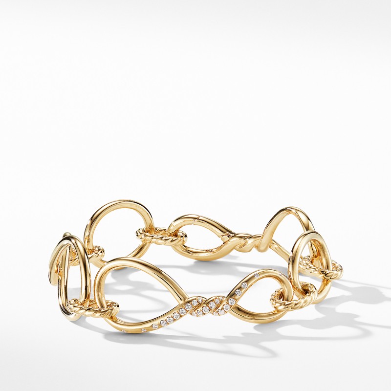 Continuance Chain Bracelet with Diamonds in 18K Gold