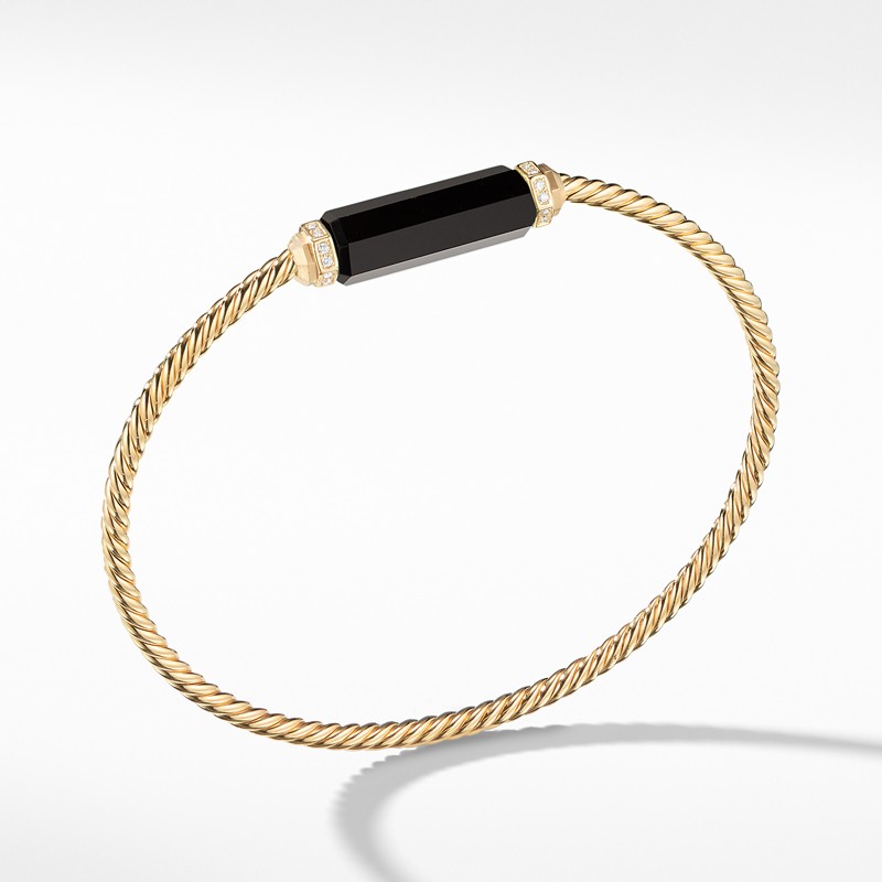 Barrels Bracelet with Diamonds and Black Onyx in 18K Gold