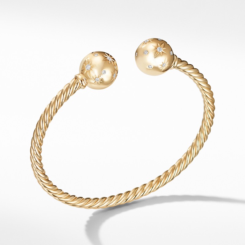 Solari Bead Bracelet with Diamonds in 18K Gold