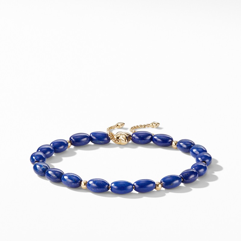 Spiritual Bead Bracelet with Lapis Lazuli and 18K Gold