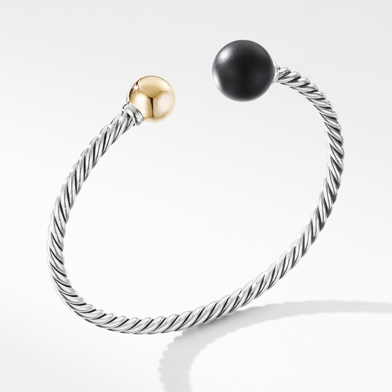 Solari XL Cable Bracelet with Matte Black Onyx, Gold Dome and 14K Yellow Gold