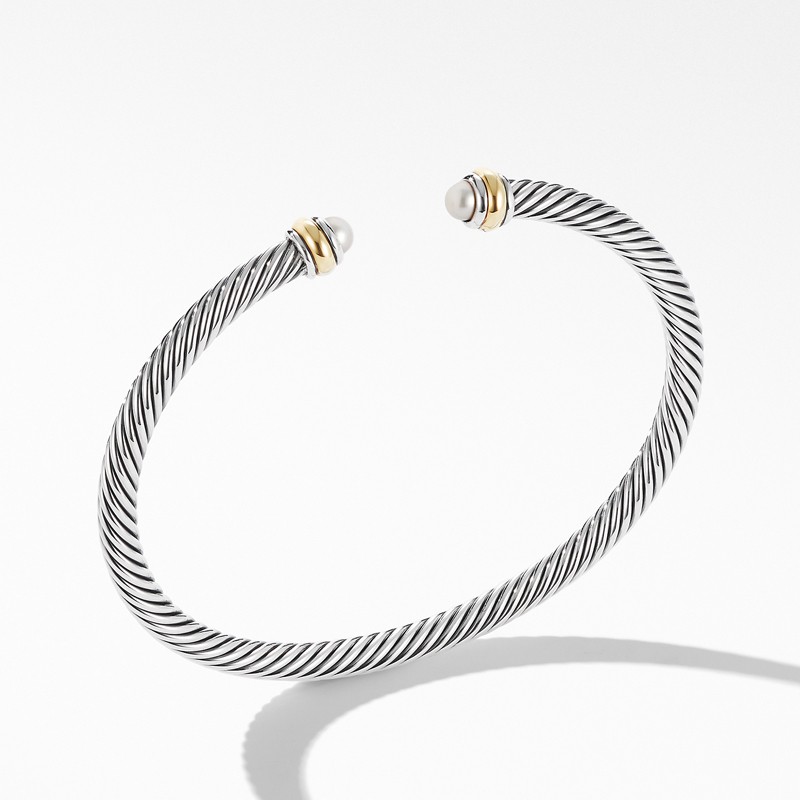 Cable Classic Bracelet with Pearl and 18K Yellow Gold