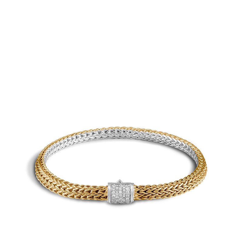 Classic Chain Gold & Silver Diamond Reversible Bracelet
