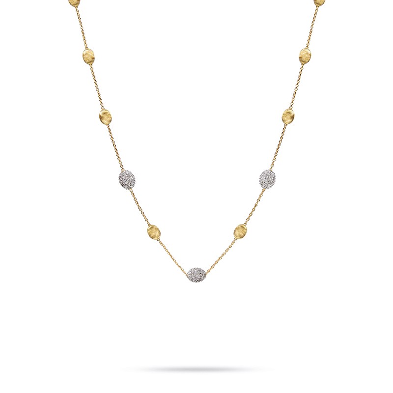18k Two Tone Brushed Chain Necklace