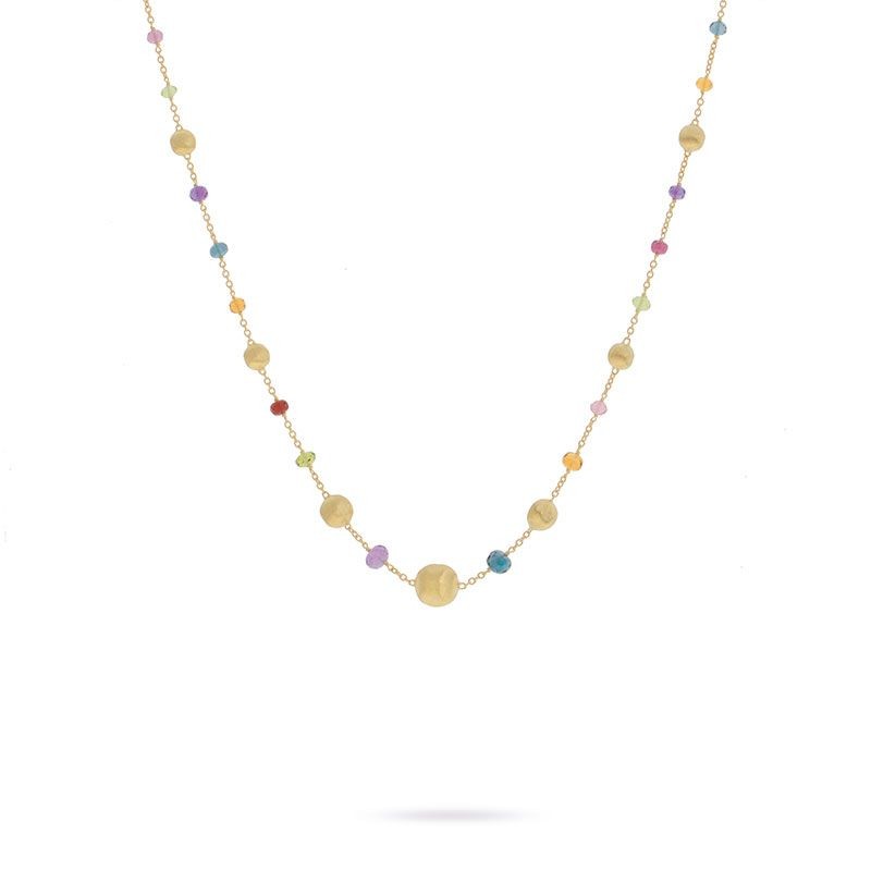 18k Yellow Gold and Multi Colored Gemstone Necklace