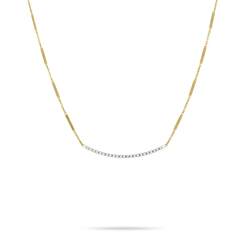 Goa Pave Diamond Bar Necklace In Yellow Gold