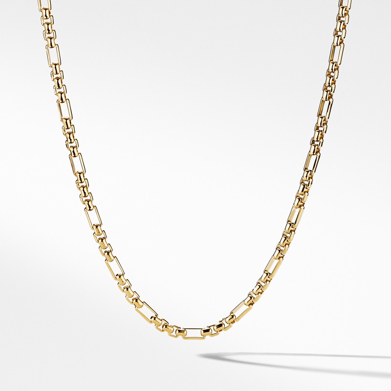 Open Station Box Chain in 18K Yellow Gold