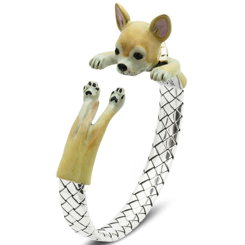 Sterling Silver Chihuahua Hug Bracelet