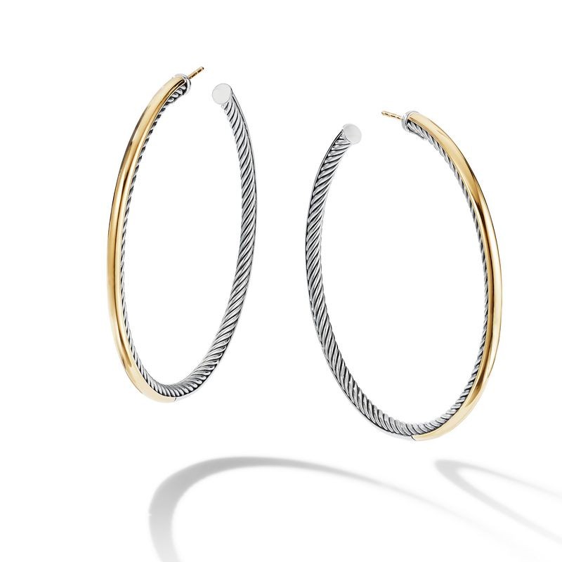 18k Yellow Gold Cable Hoop Earrings