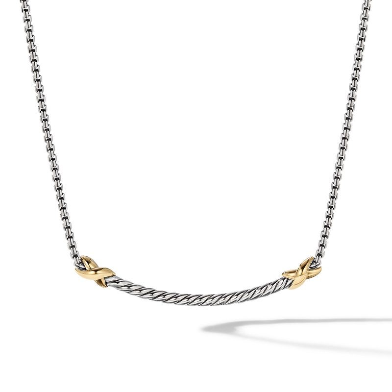 18k Yellow Gold and Silver Petite Necklace
