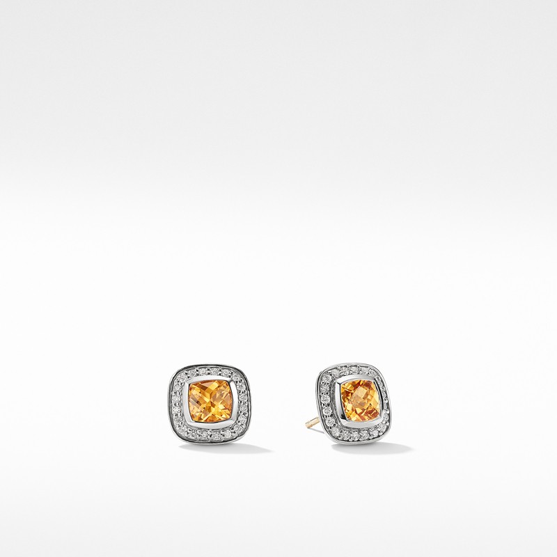 Petite Albion Earrings with Citrine and Diamonds