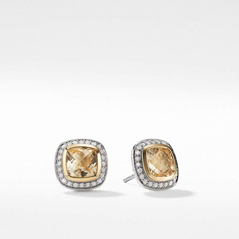 Earrings with Champgane Citrine and Diamonds with 18K Gold