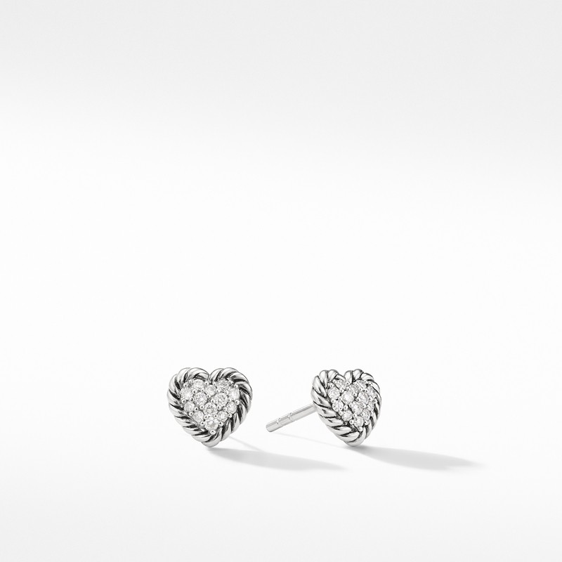 Heart Earrings with Diamonds