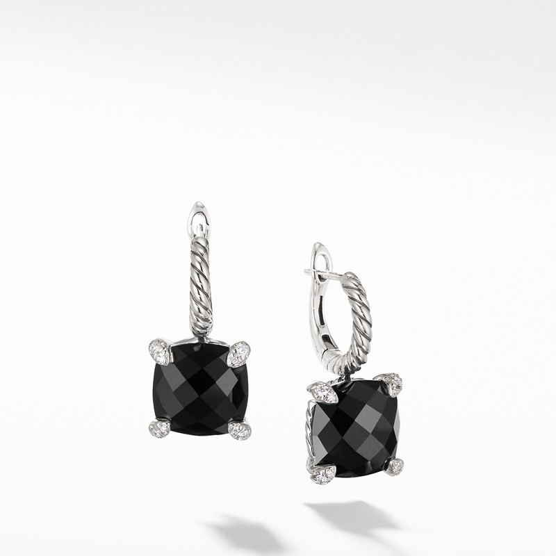 Chatelaine® Drop Earrings with Black Onyx and Diamonds