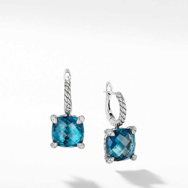 Drop Earrings with Hampton Blue Topaz and Diamonds