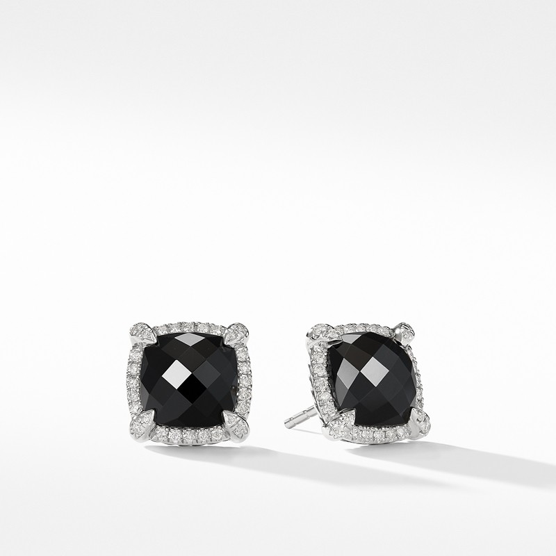 Chatelaine® Pavé Bezel Earring with Black Onyx and Diamonds mm