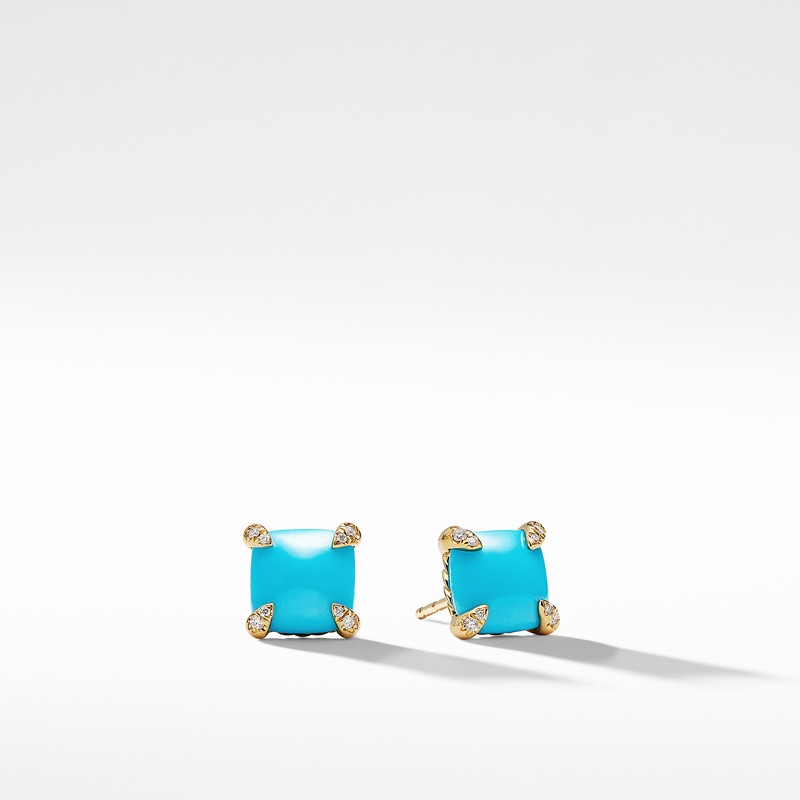 Chatelaine® Earrings with Turquoise in 18K Gold
