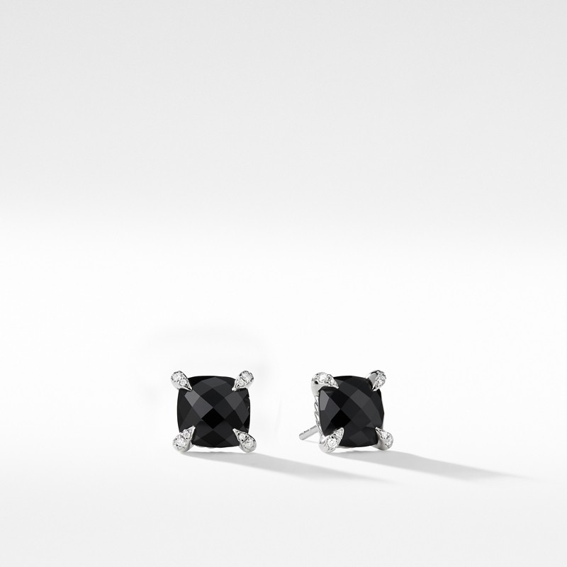 Chatelaine® Stud Earrings with Black Onyx and Diamonds mm