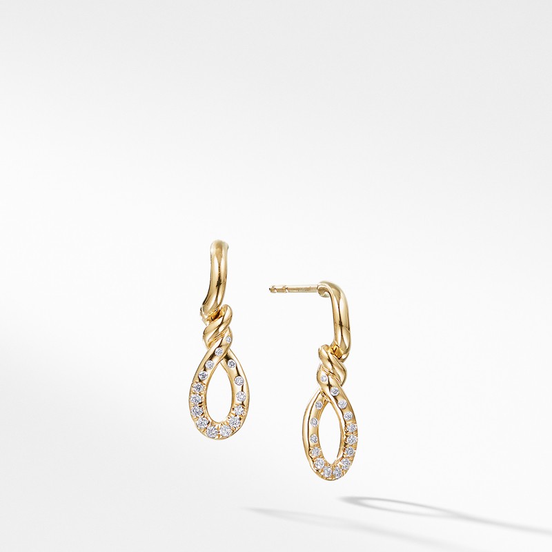 Continuance Small Drop Earrings with Diamonds in 18K Gold