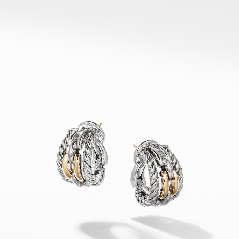 Wellesley Link Hoop Earrings with 18K Gold