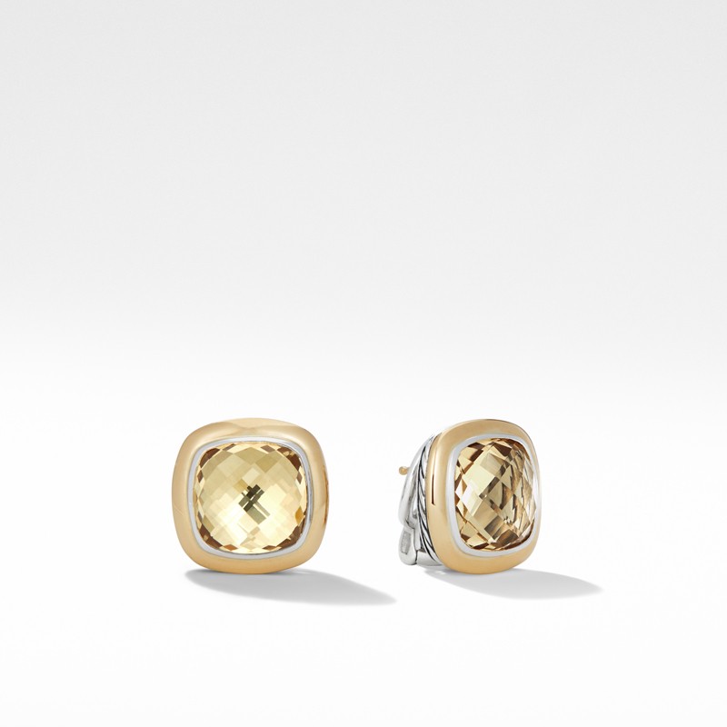 Albion® Stud Earrings with 18K Gold and Champagne Citrine