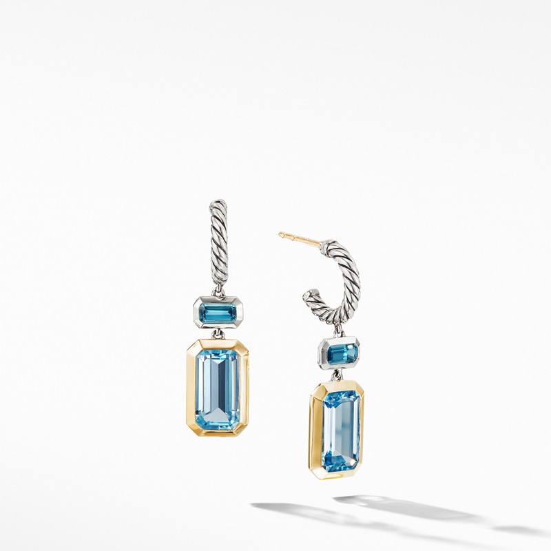 Novella Drop Earrings with Blue Topaz and 18K Yellow Gold
