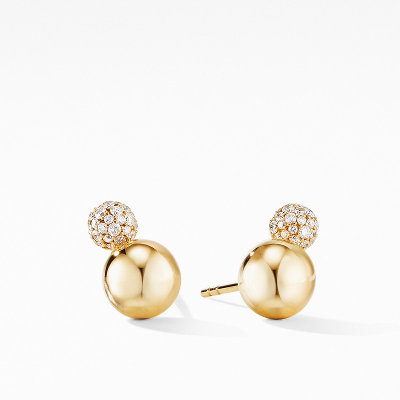 Solari Stud Earrings in 18K Yellow Gold with Diamonds