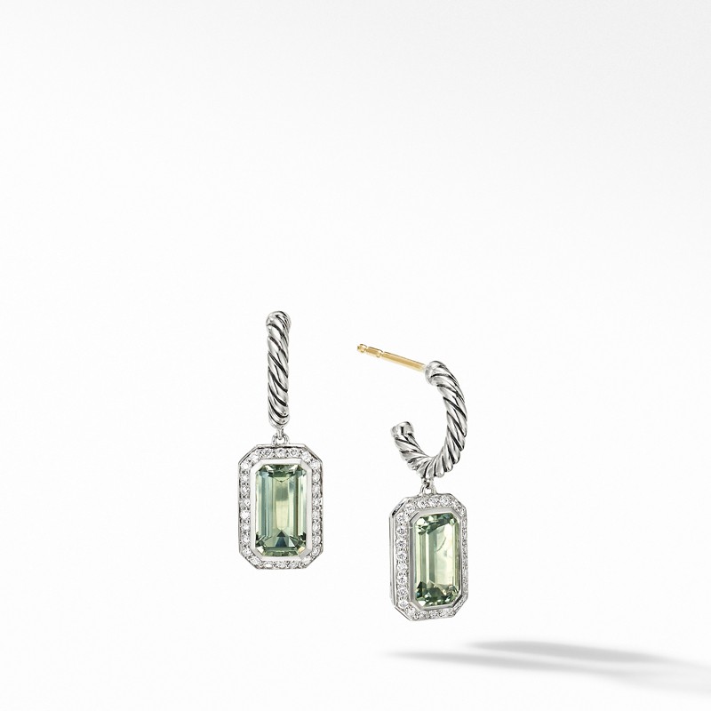 Novella Drop Earrings with Prasiolite and Pavé Diamonds