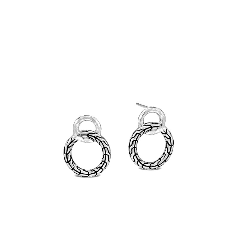 Classic Chain Hammered Silver Interlinking Earrings