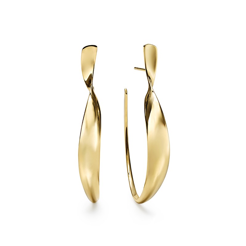 Small Twisted Ribbon Hoop Earrings in 18k Gold