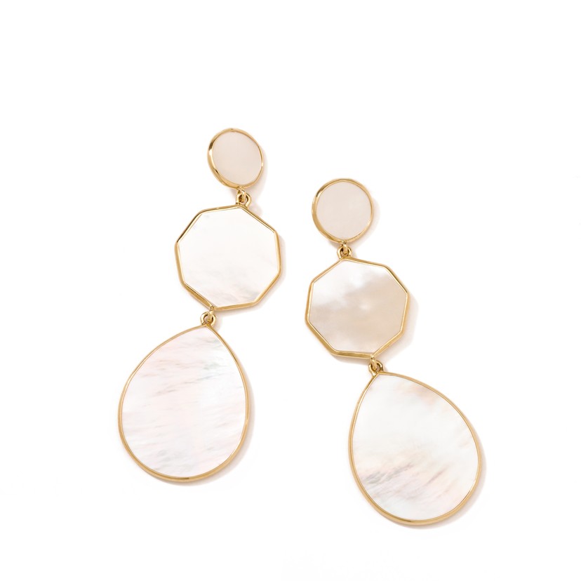18k Yellow Gold Mother of Pearl Drop Earrings