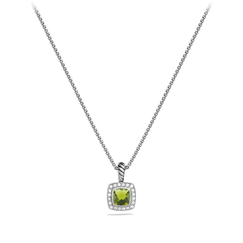 Pendant Necklace with Peridot and Diamonds