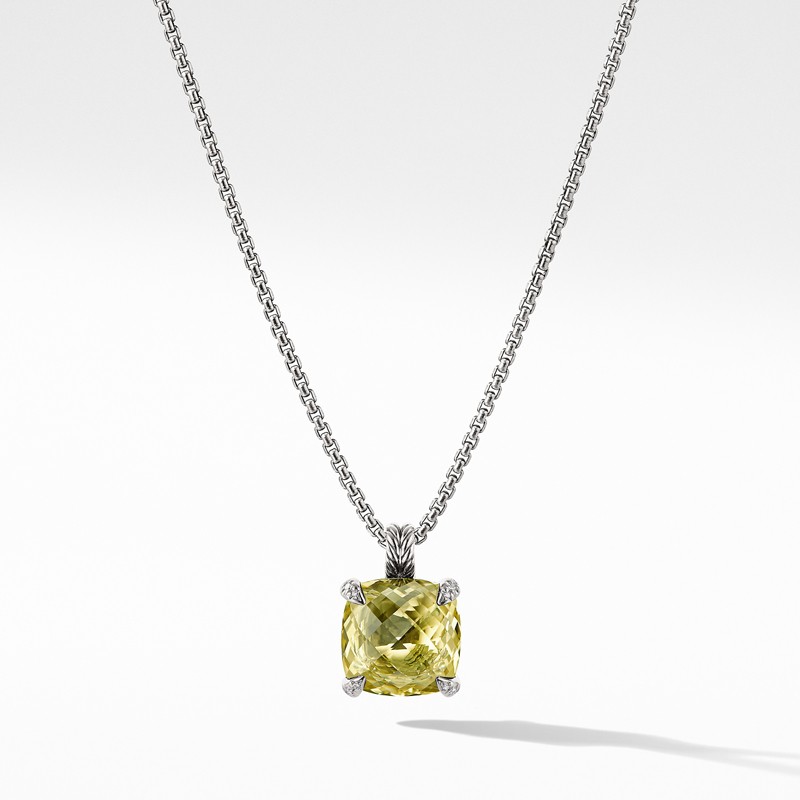 Pendant Necklace with Lemon Citrine and Diamonds