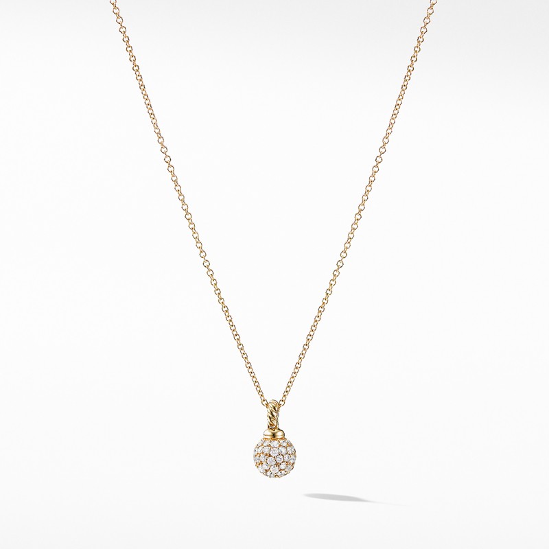 Petite Solari Pave Pendant Necklace with Diamonds in 18K Gold