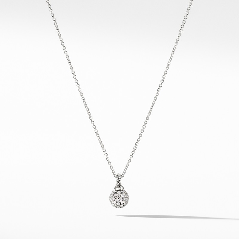 Solari Pave Pendant Necklace with Diamonds in 18K White Gold