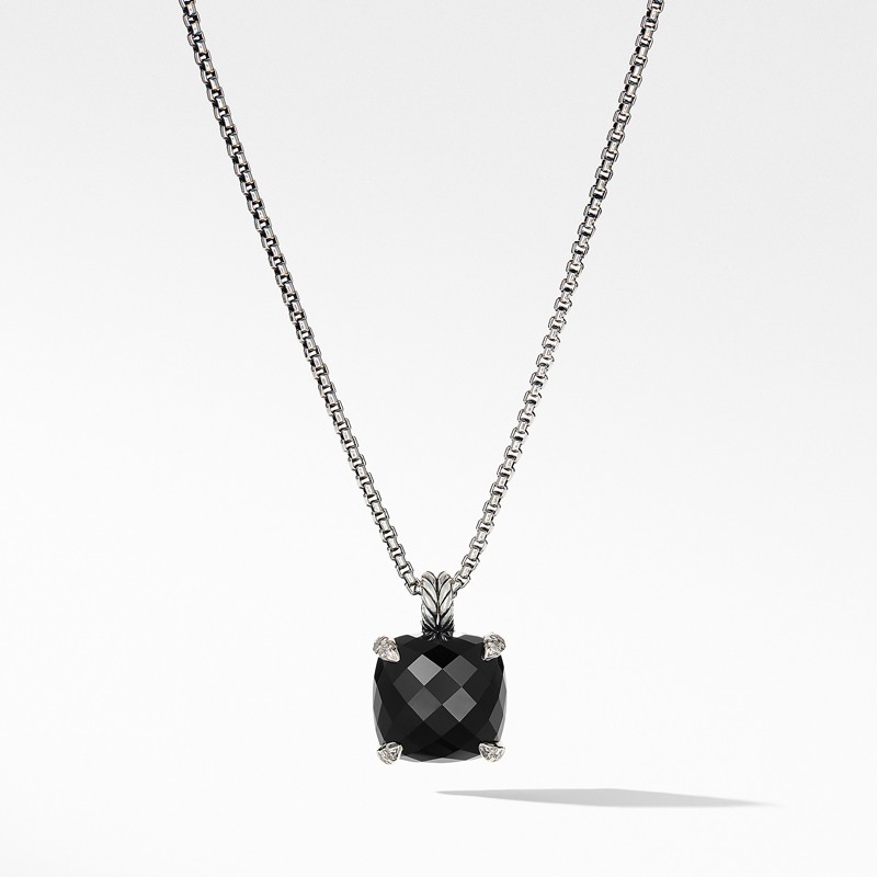 Chatelaine® Pendant Necklace with Black Onyx and Diamonds 1