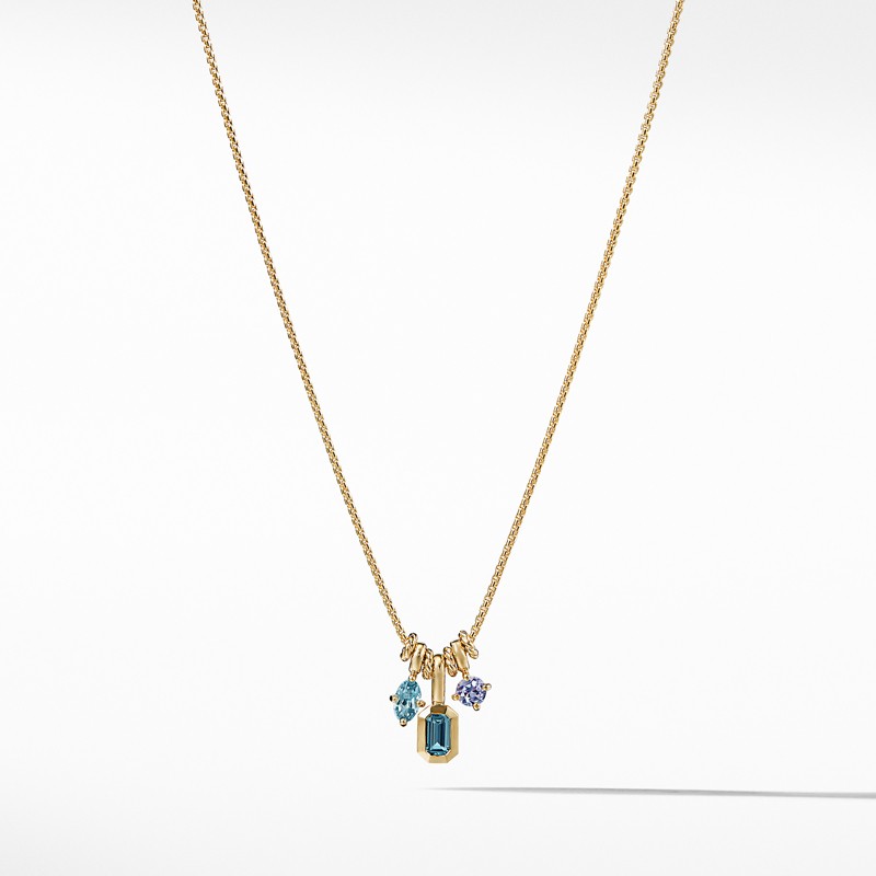 Novella Pendant Necklace with Hampton Blue Topaz Aquamarine and Tanzanite