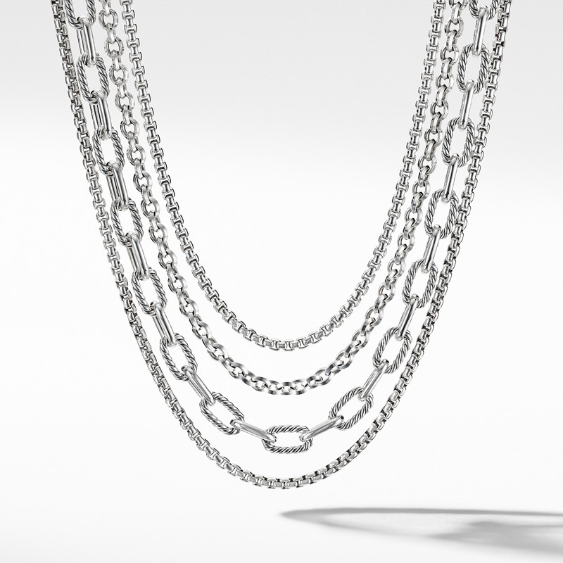 Four Row Mixed Chain Bib Necklace