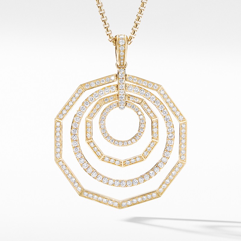 Stax Full Pavé Pendant Necklace in 18K Yellow Gold