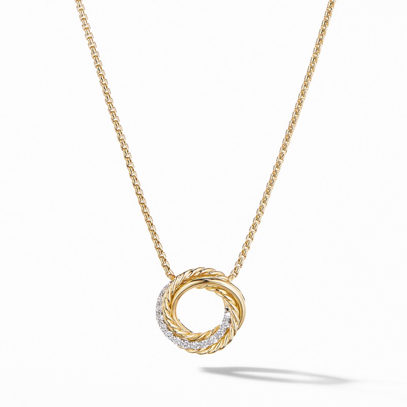 The Crossover Collection® Mini Pendant Necklace in 18K Yellow Gold with Diamonds