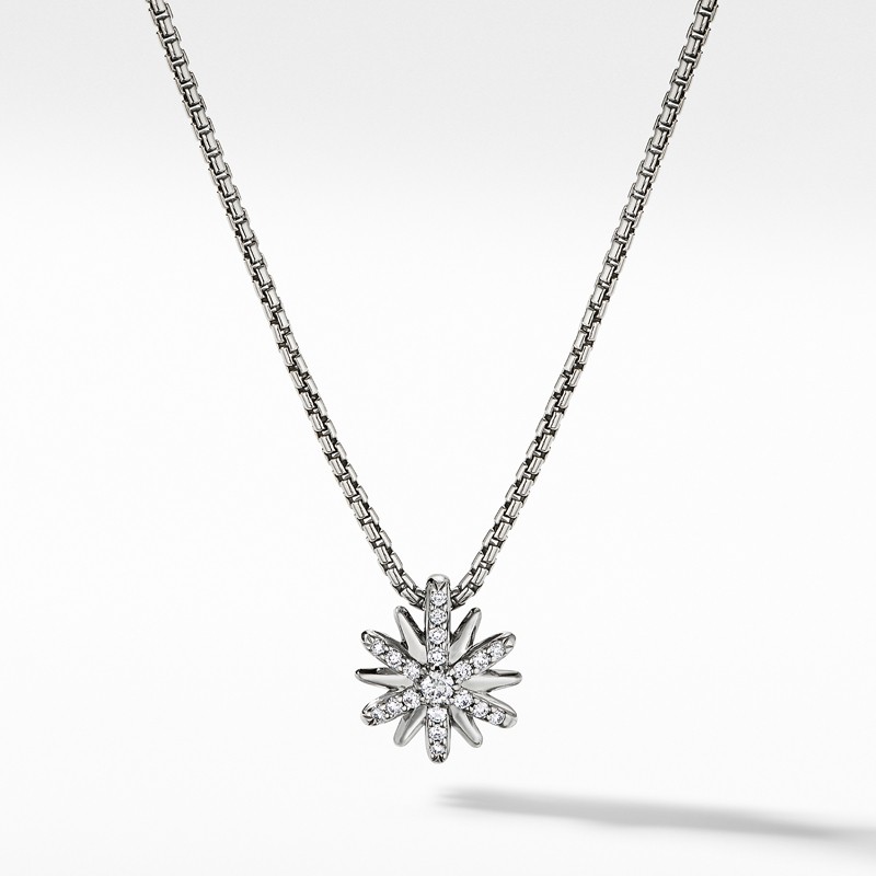Petite Starburst Station Necklace with Diamonds